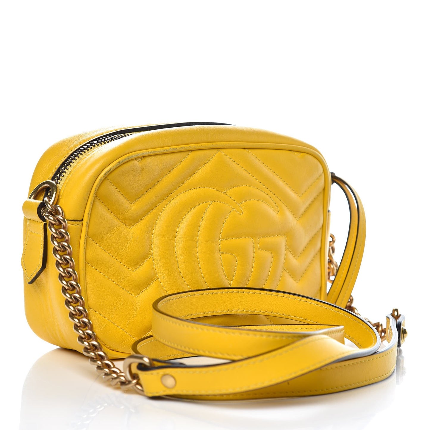 Calfskin Matelasse Mini GG Marmont Chain Shoulder Bag Stone Topaz