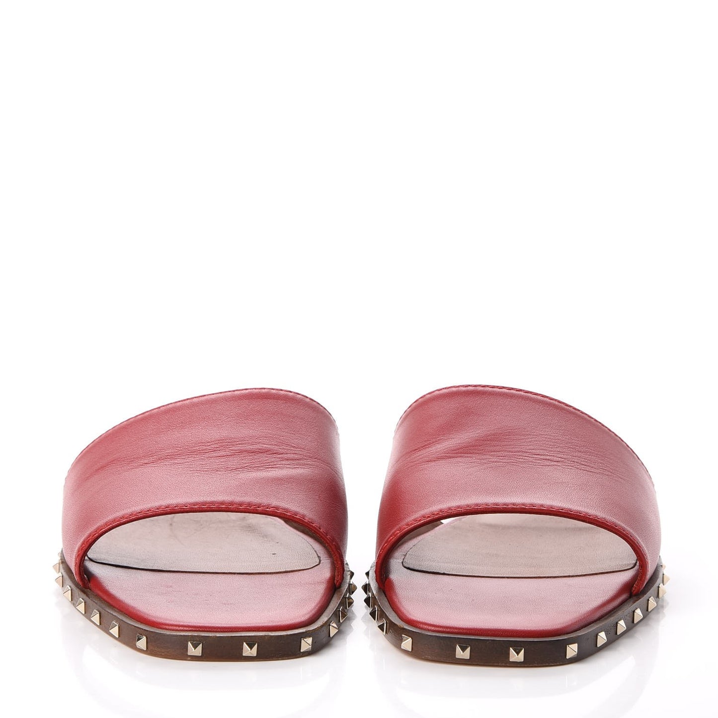 Nappa Soul Rockstud Flat Slide Sandals 38 Rosso
