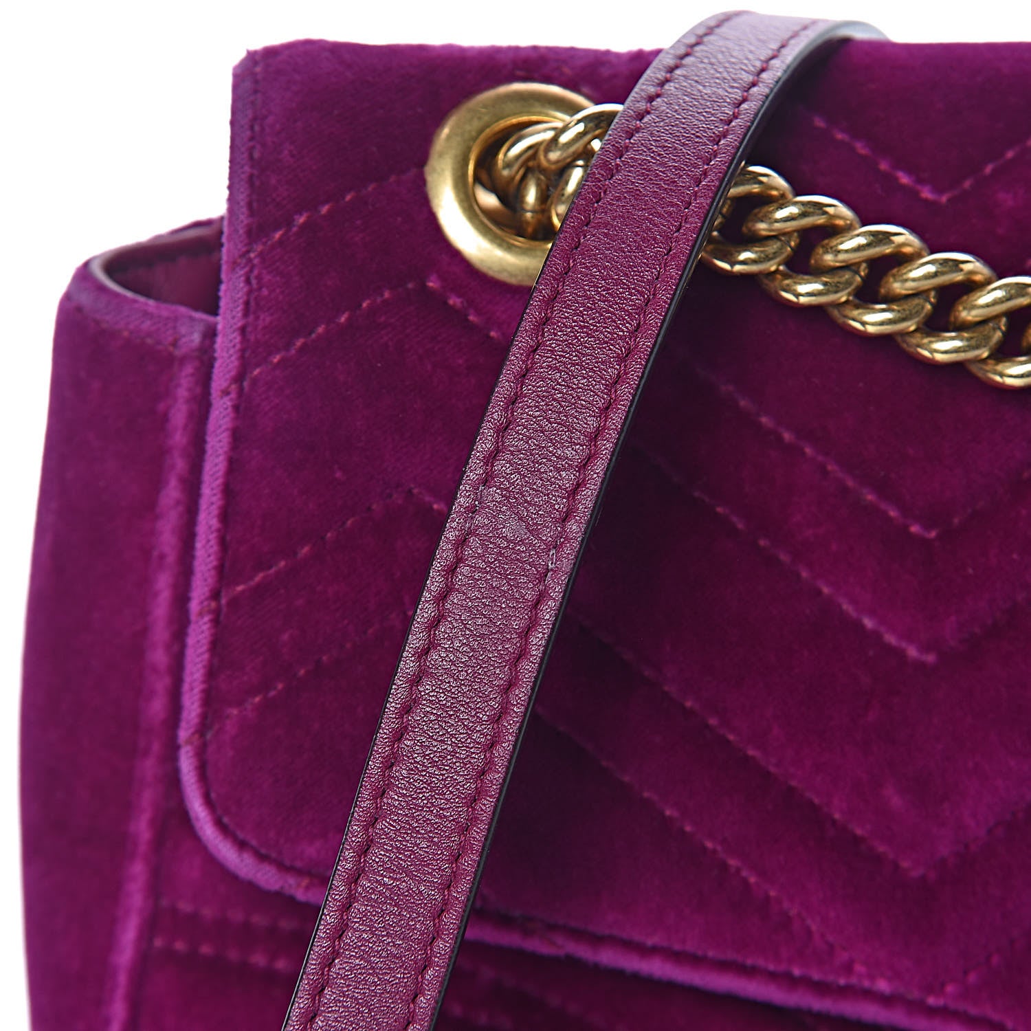 Gucci Velvet Matelasse Medium GG Marmont Shoulder Bag Fuchsia Violet Cyclamen 15 of 19