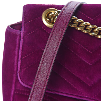 Gucci Velvet Matelasse Medium GG Marmont Shoulder Bag Fuchsia Violet Cyclamen 15 of 19