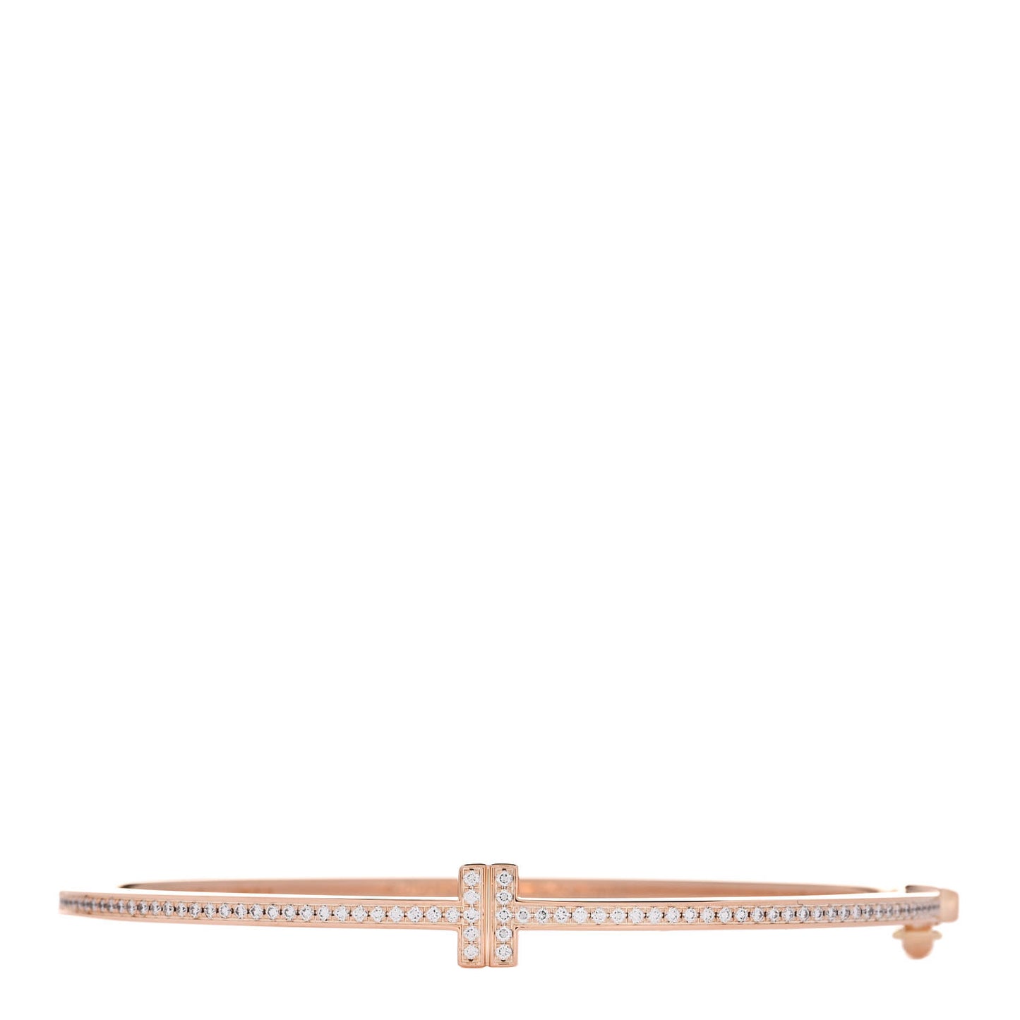 18K Rose Gold Diamond T Hinged Wire Bangle Bracelet