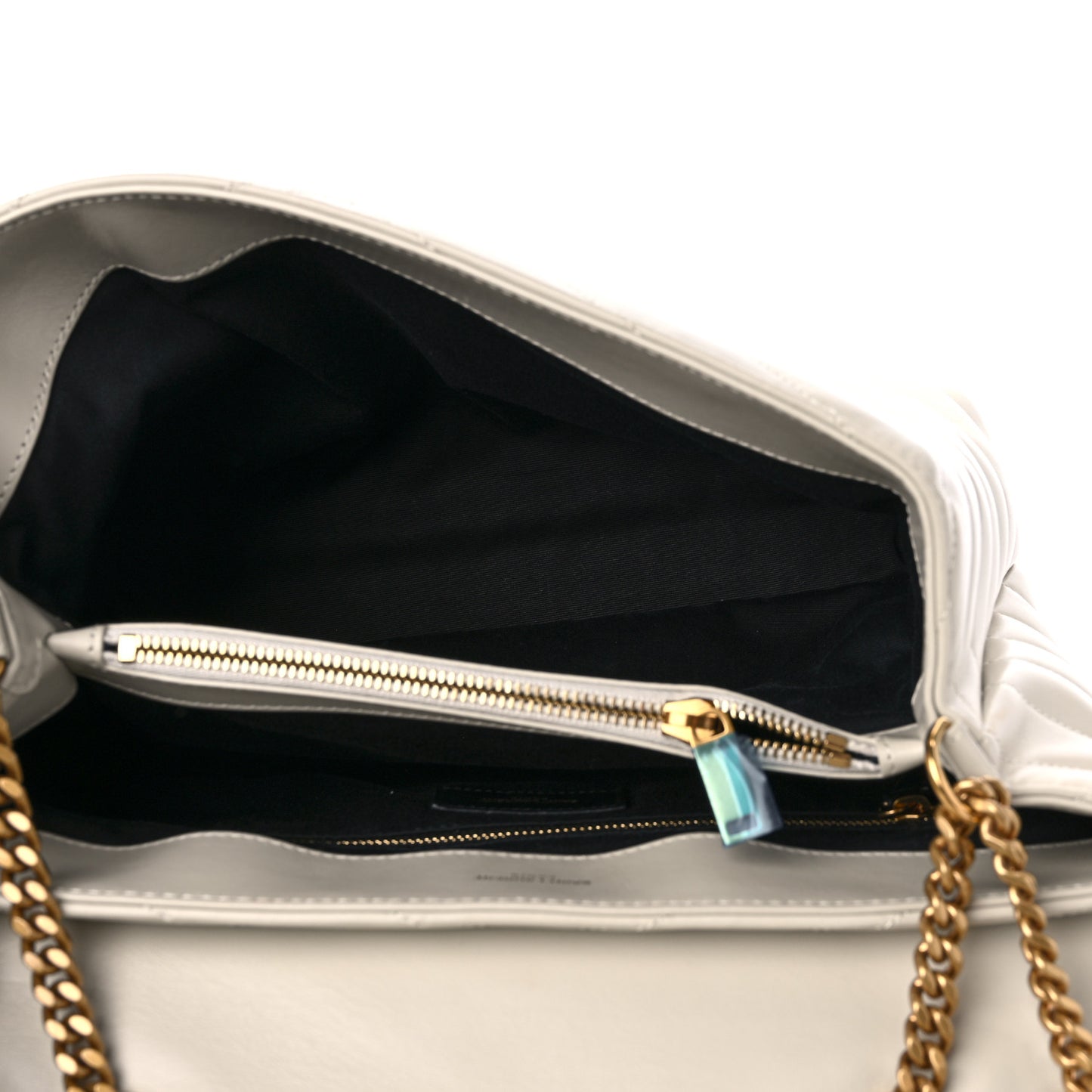 Calfskin Y Quilted Monogram Medium Loulou Chain Satchel Crema Soft