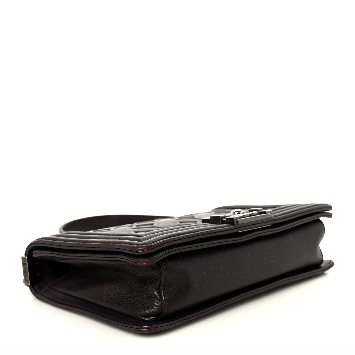 Chanel Calfskin Crystal Embossed Medium Boy Flap Plum 4 of 11