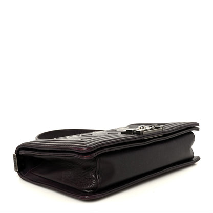 Chanel Calfskin Crystal Embossed Medium Boy Flap Plum 4 of 11