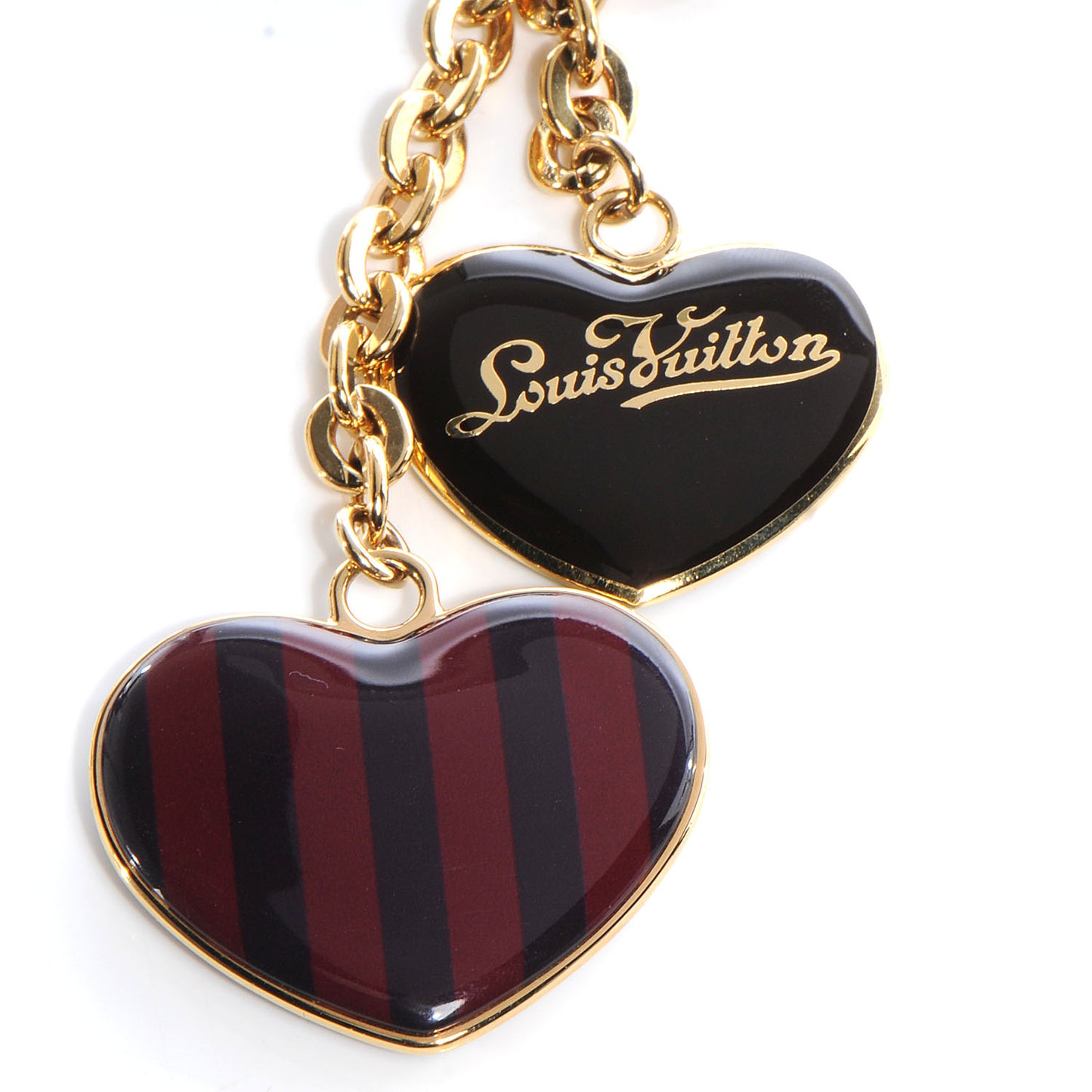 Rayures Coeur Bag Charm Key Holder Amarante