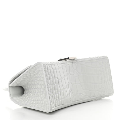 Balenciaga Calfskin Crocodile Embossed Small Hourglass Top Handle Bag White 4 of 12