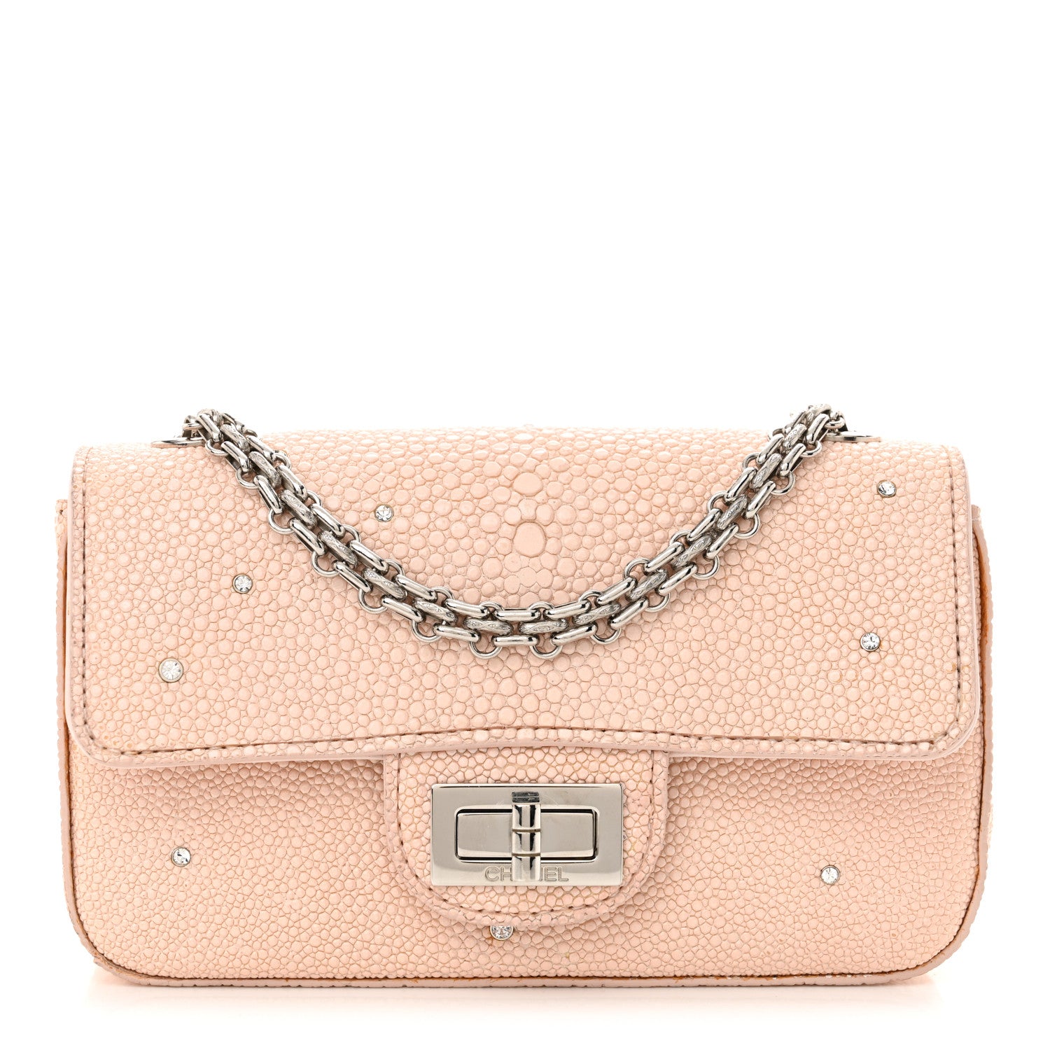 Chanel Galuchat Stingray Crystal Embellished 2.55 Reissue Mini Flap Light Pink 1 of 13