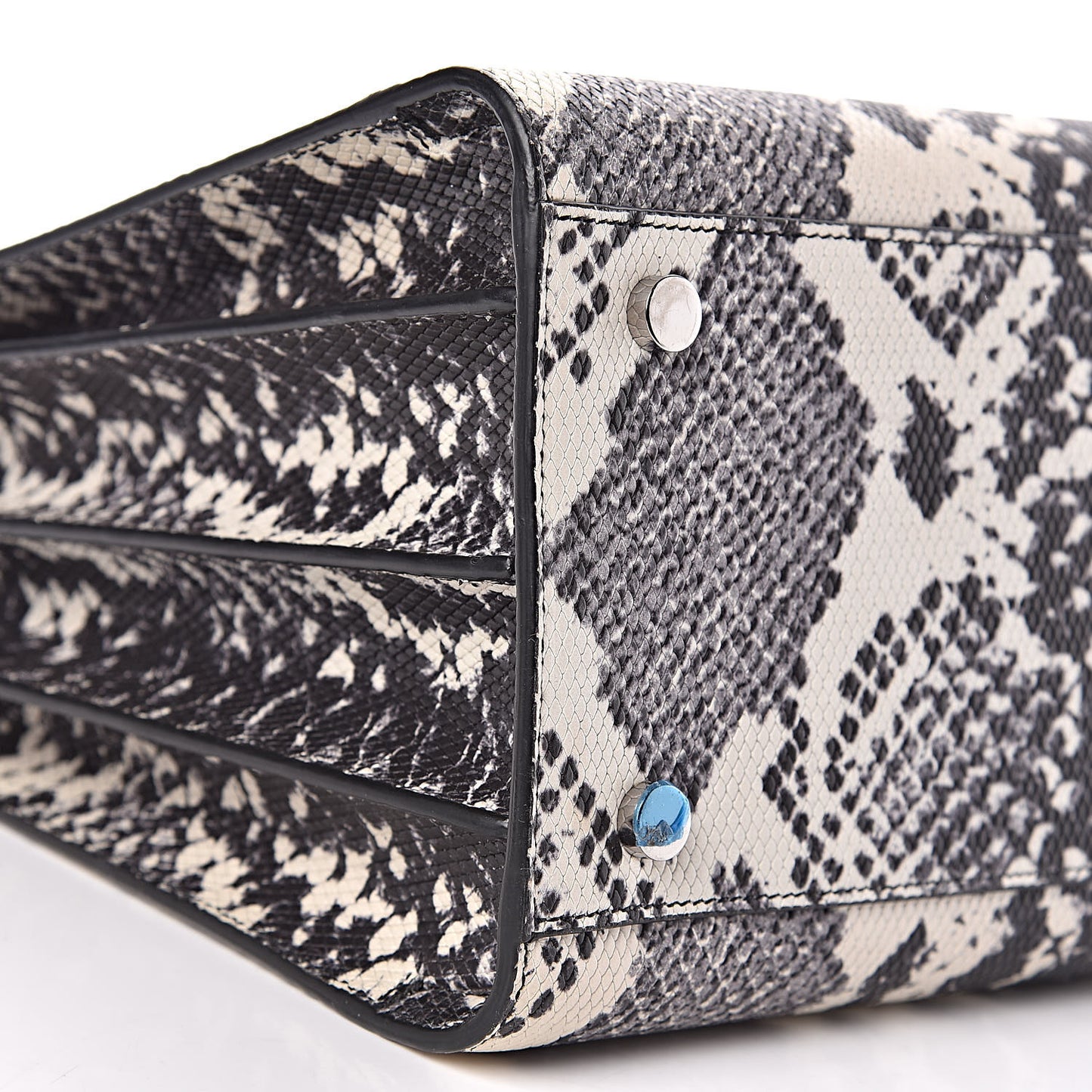 Python Calfskin Embossed Small Sac De Jour Black