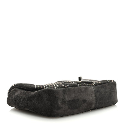 Chanel Suede Stitched Medium Saltire Single Flap Grey 4 of 9