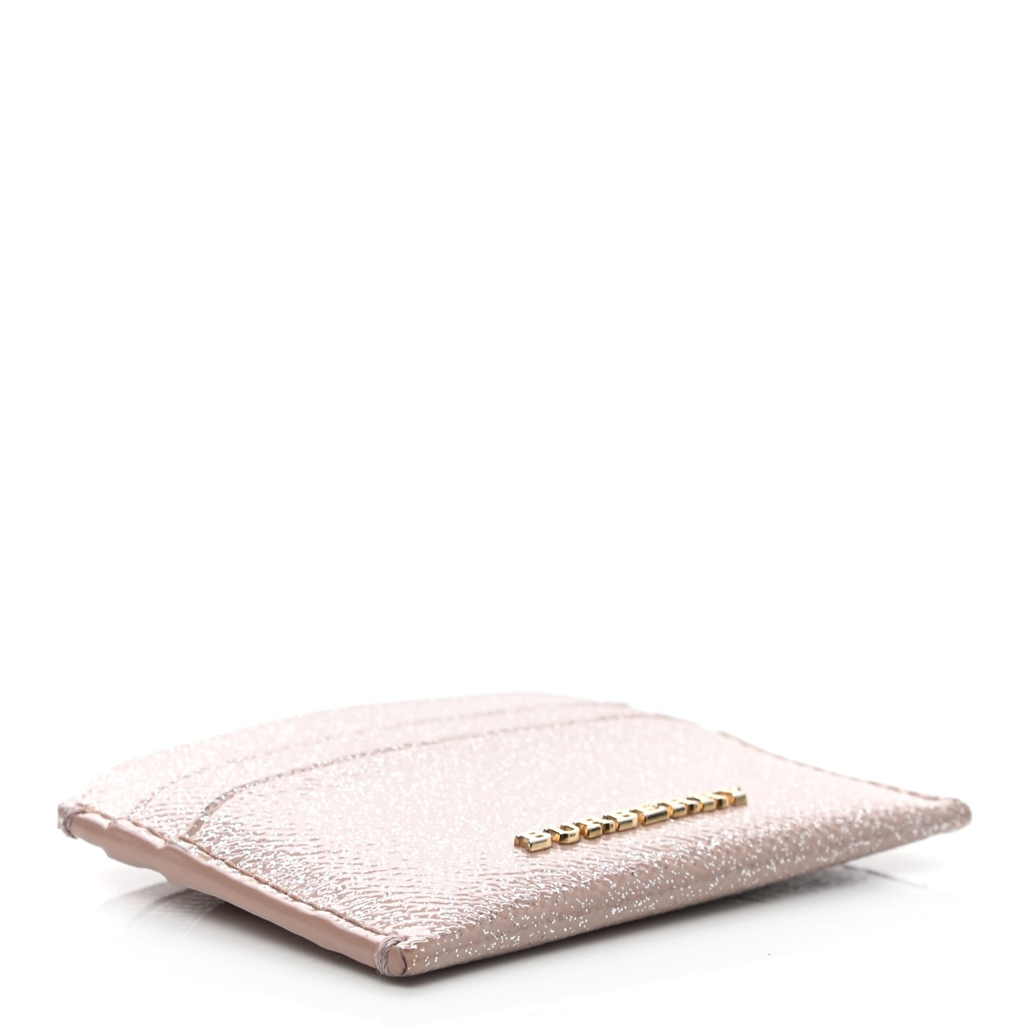 Grainy Calfskin Glitter Card Holder Pink