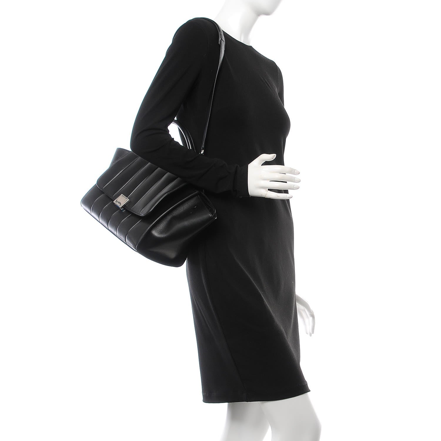 Celine Lambskin Quilted Small Trapeze Black 2 of 11