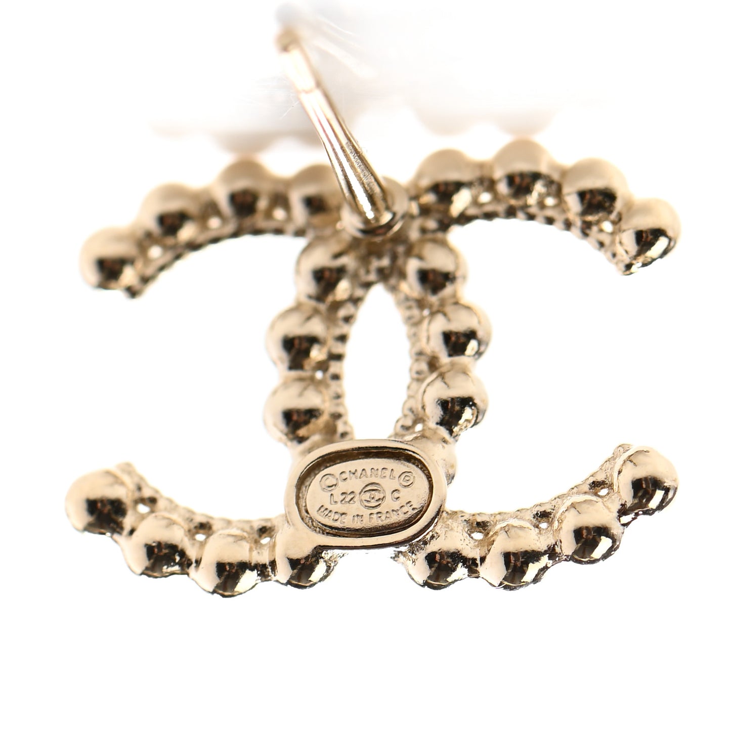 Metal Bead CC Earrings Gold