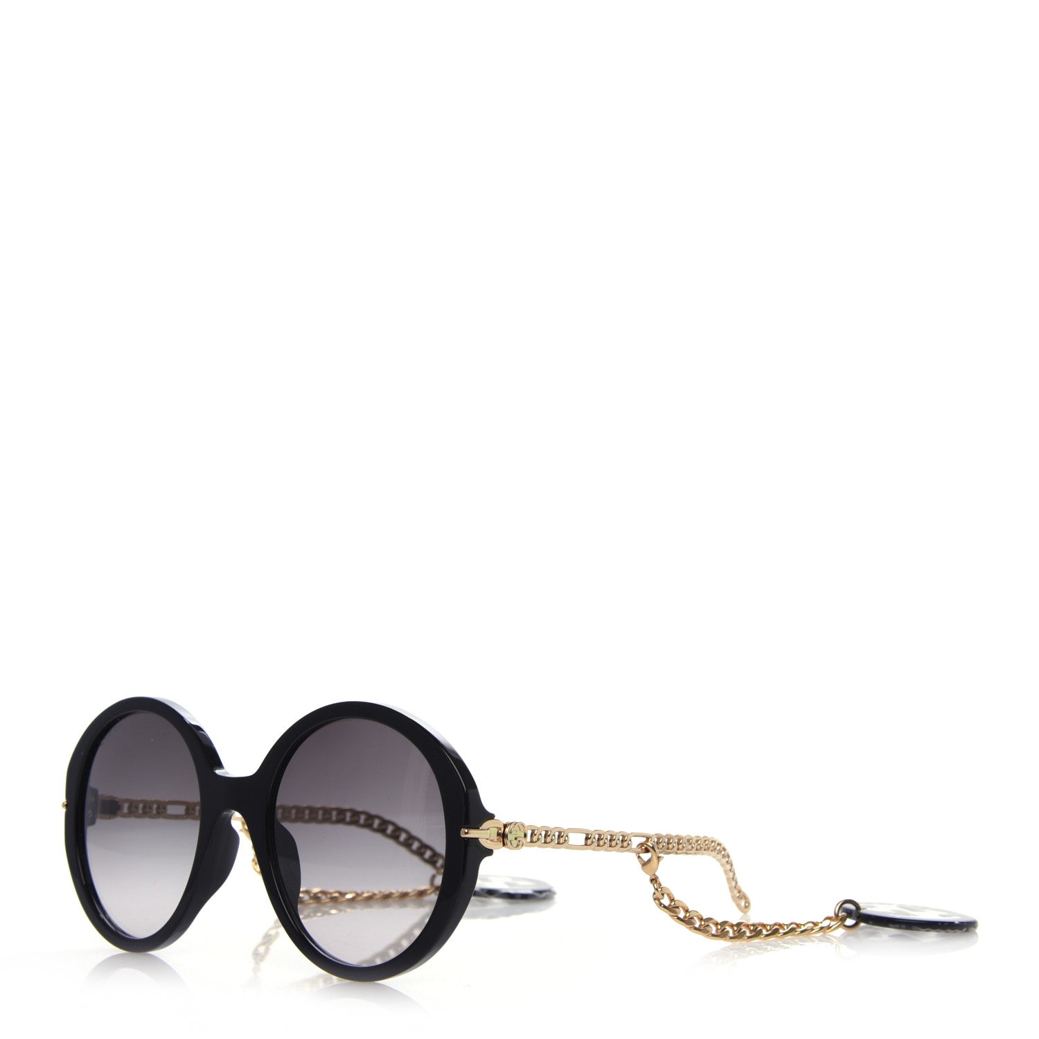Gucci Acetate Detachable Charm Oversized Frame Round Sunglasses GG0726S Black 1 of 6