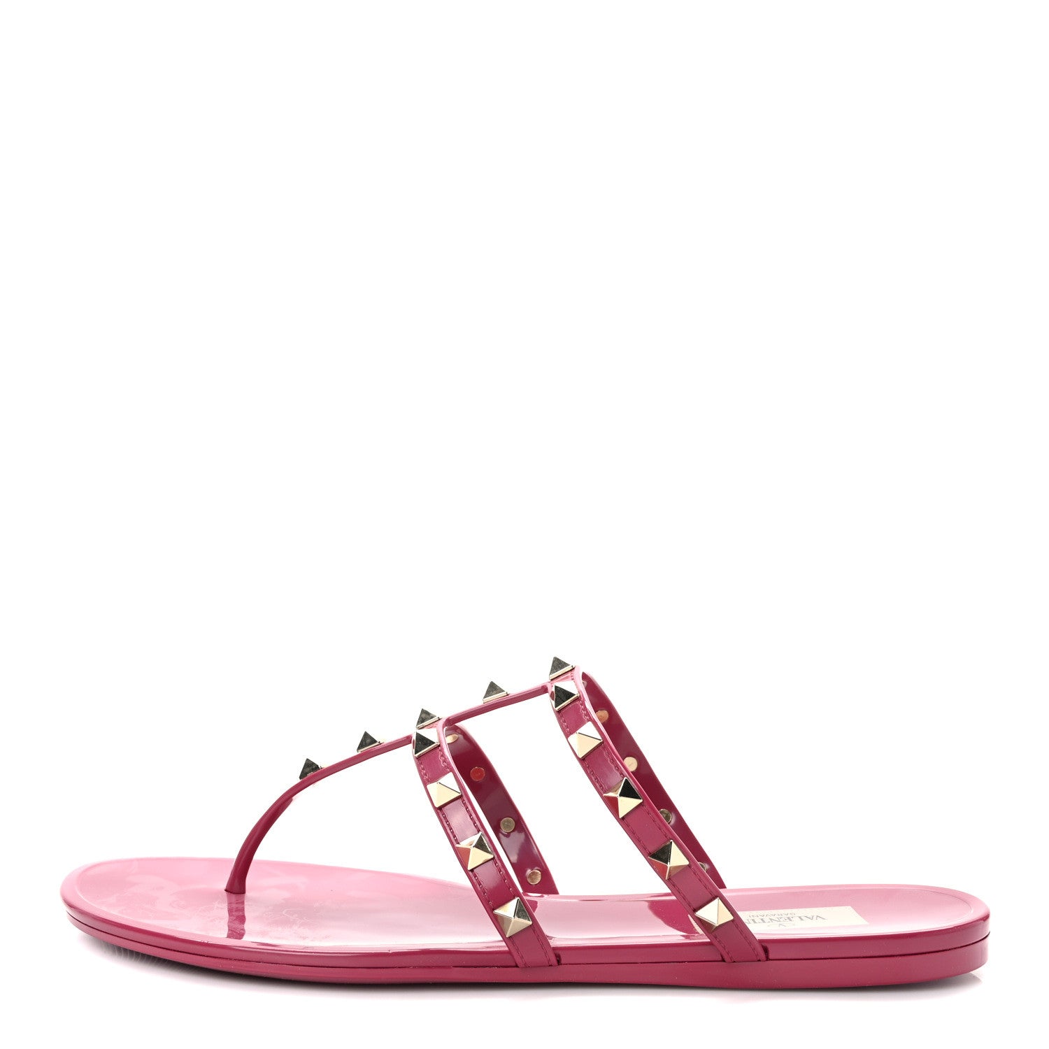 Valentino Garavani PVC Jelly Rockstud Caged Flat Thong Sandals 40 Blossom 1 of 7