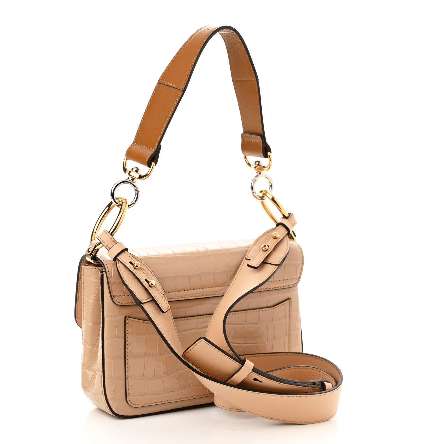 Chloe Calfskin Crocodile Embossed Small C Double Carry Nut 3 of 11