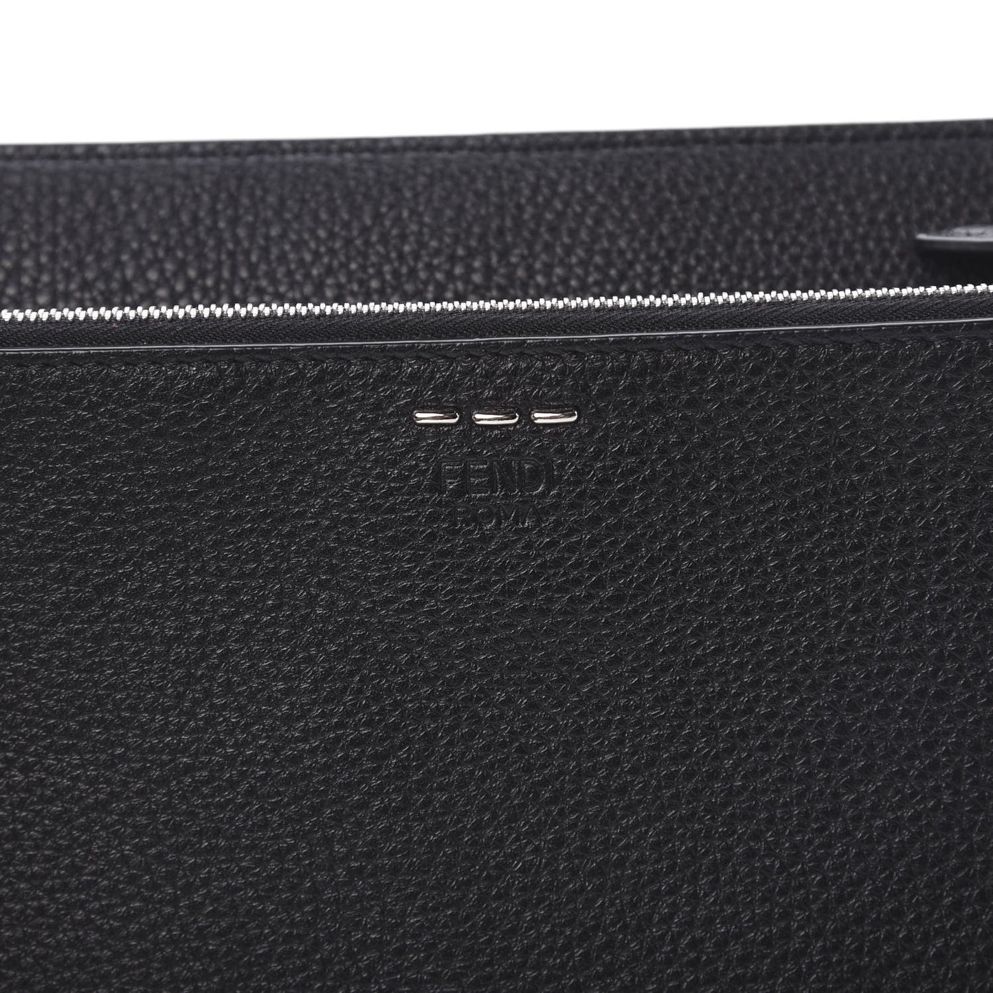 Cuoio Romano Glazed Fabric FF 1974 Mini Flat Pouch Black