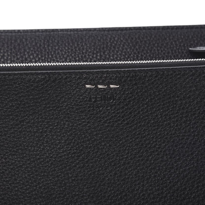 Fendi Cuoio Romano Glazed Fabric FF 1974 Mini Flat Pouch Black 6 of 8