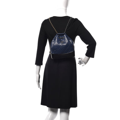 Chanel Aged Calfskin Quilted Small Gabrielle Backpack Blue Black 2 of 9