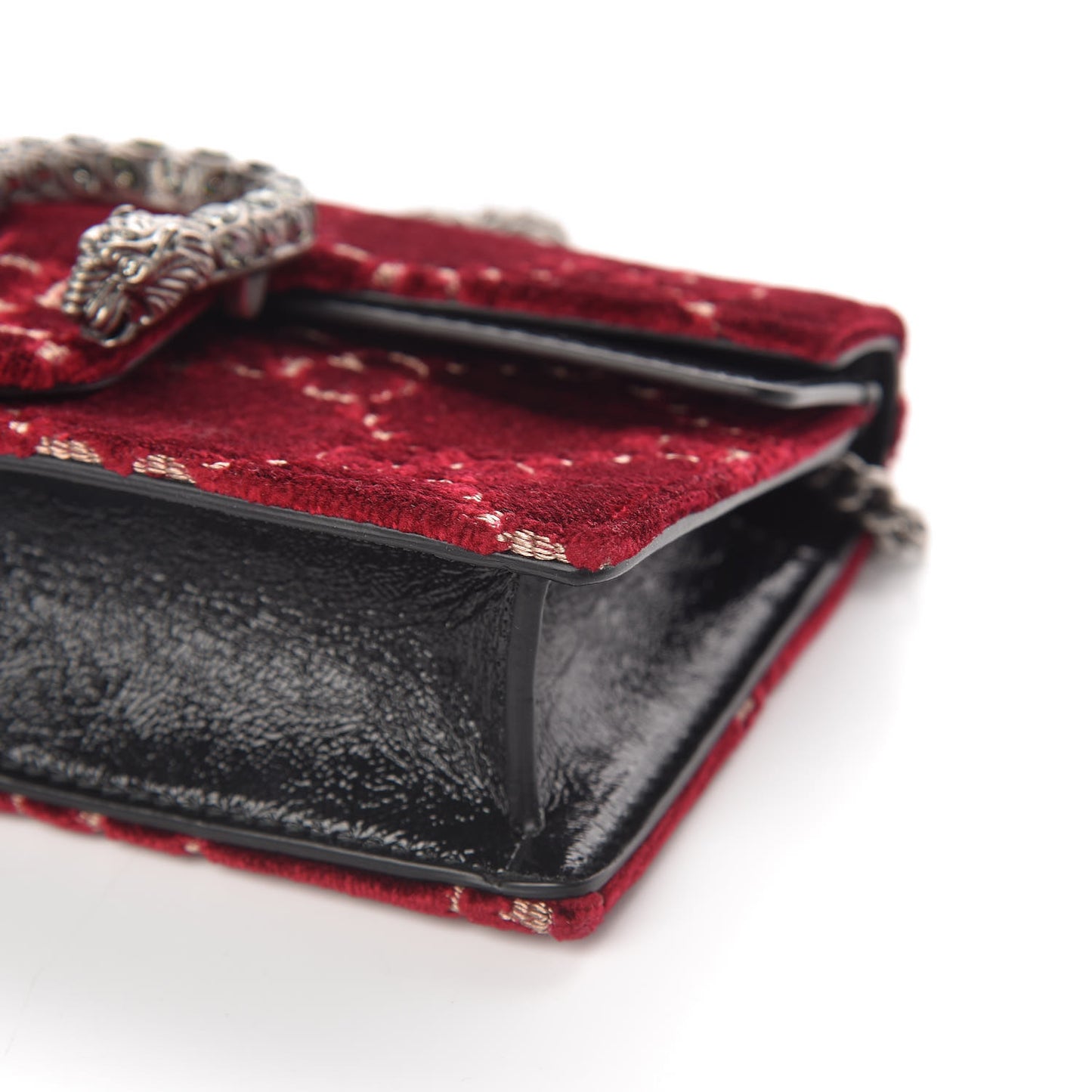 Velvet GG Monogram Super Mini Dionysus Shoulder Bag Red Cipria Black