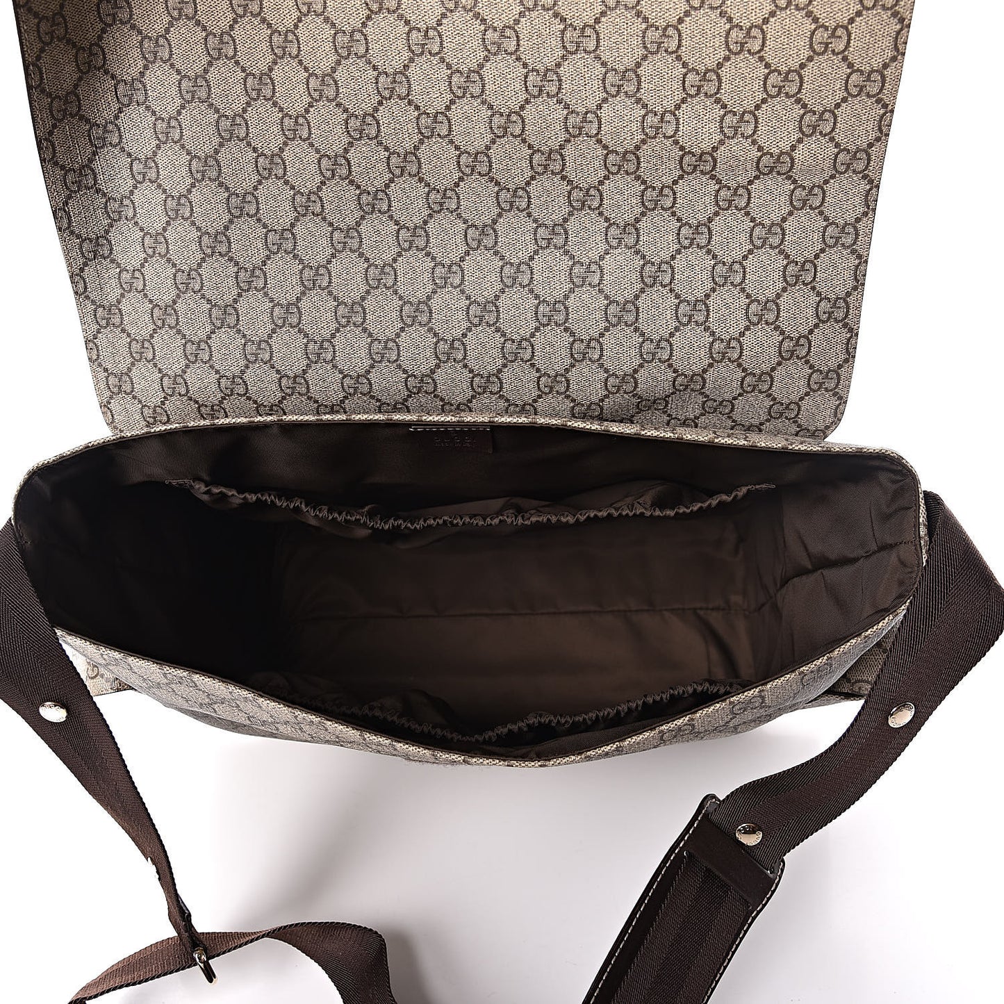 GG Plus Monogram Messenger Diaper Bag Dark Brown