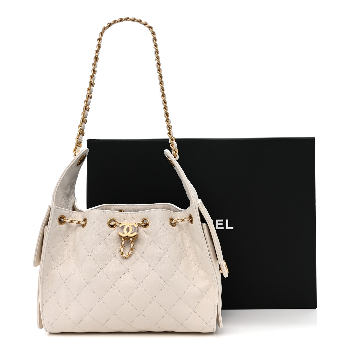 Caviar Quilted Small Chanel 25 Handbag White
