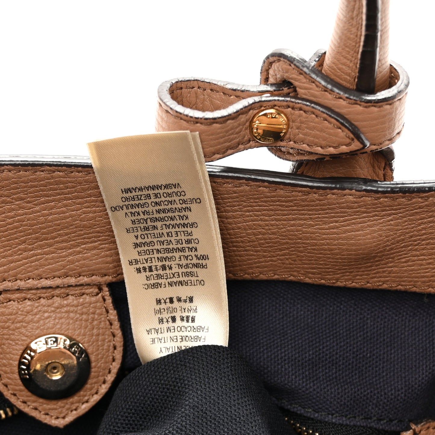 Grainy Calfskin House Check Medium Banner Tote Dark Sand
