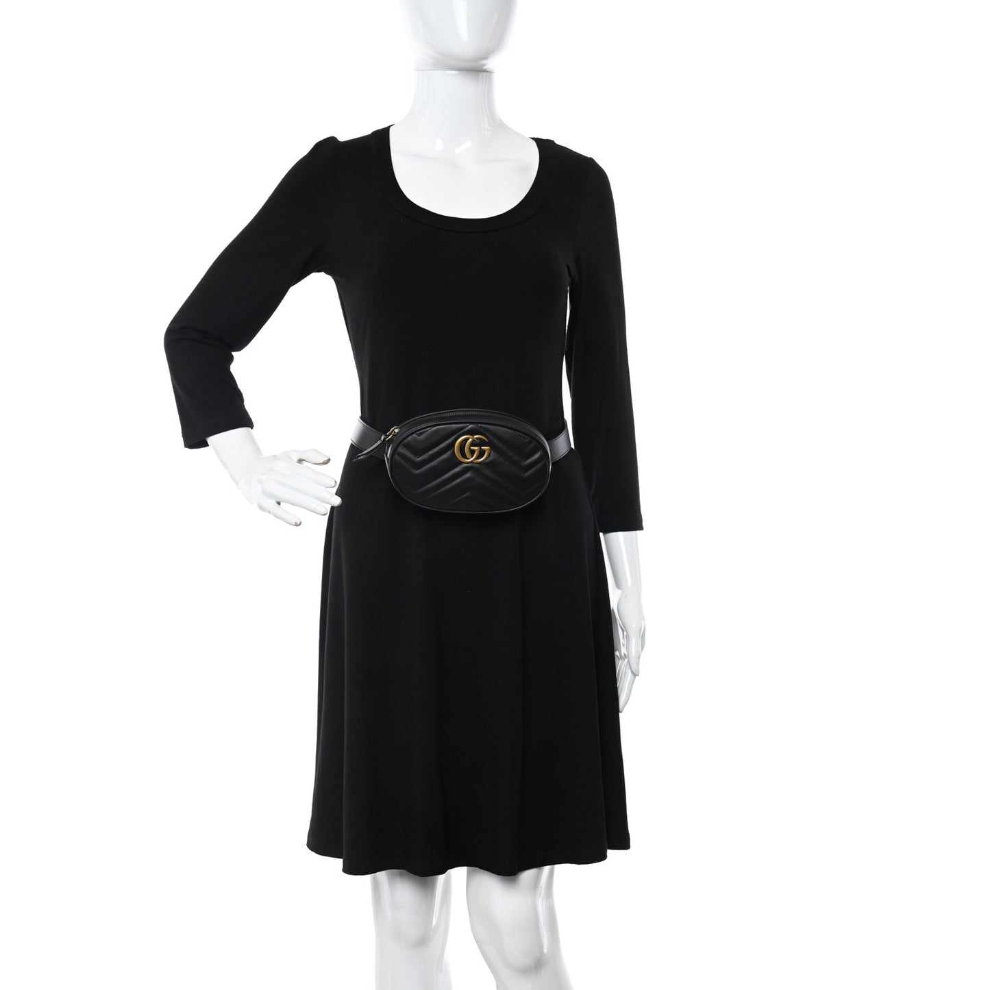 Calfskin Matelasse GG Marmont Belt Bag 85 34 Black