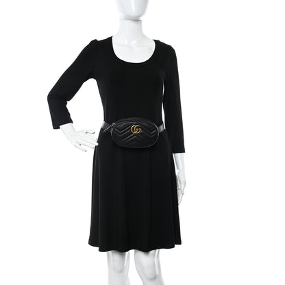 Gucci Calfskin Matelasse GG Marmont Belt Bag 85 34 Black 2 of 12