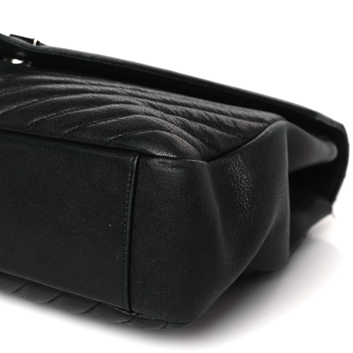Saint Laurent Sheepskin Matelasse Chevron Monogram Large College Satchel Black 7 of 10