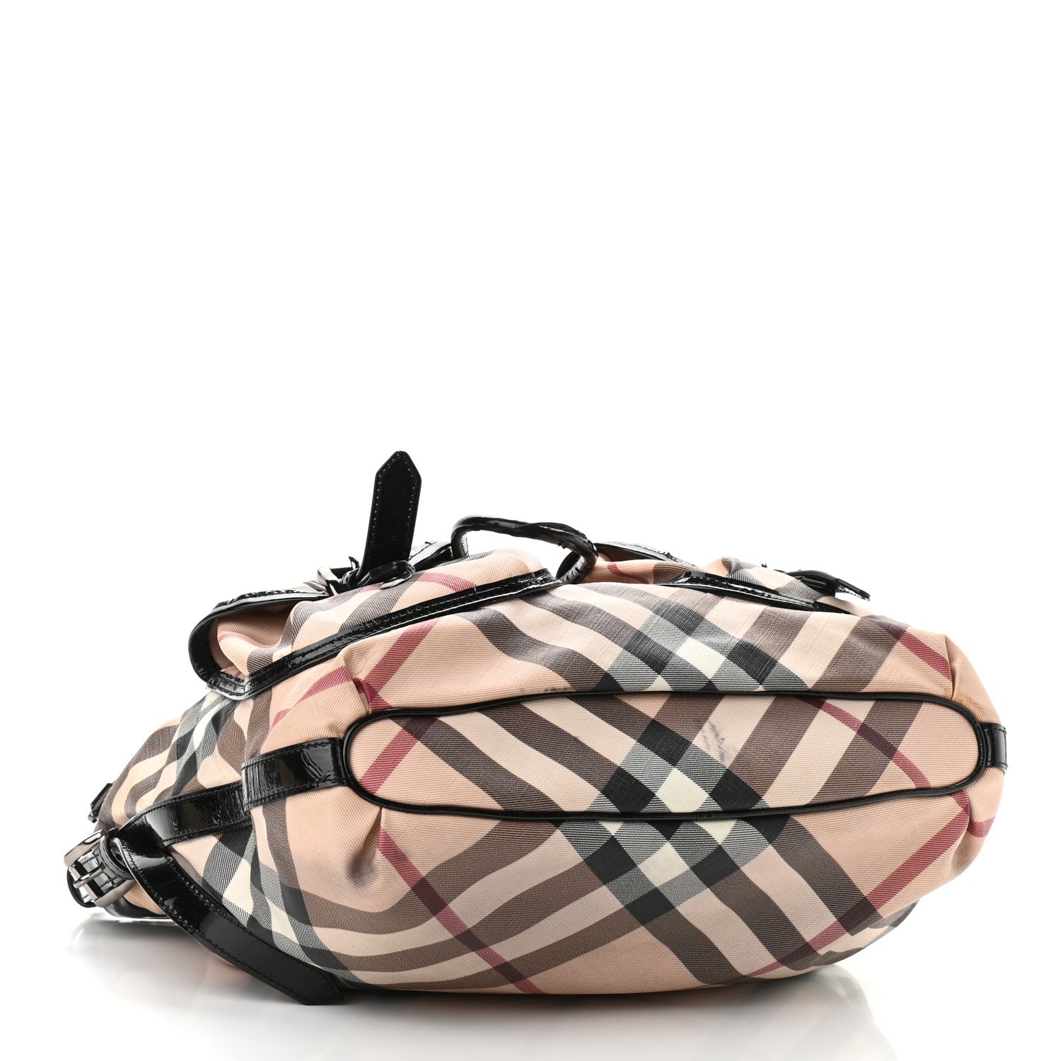 Burberry Patent Supernova Check Drawstring Hobo 3 of 15