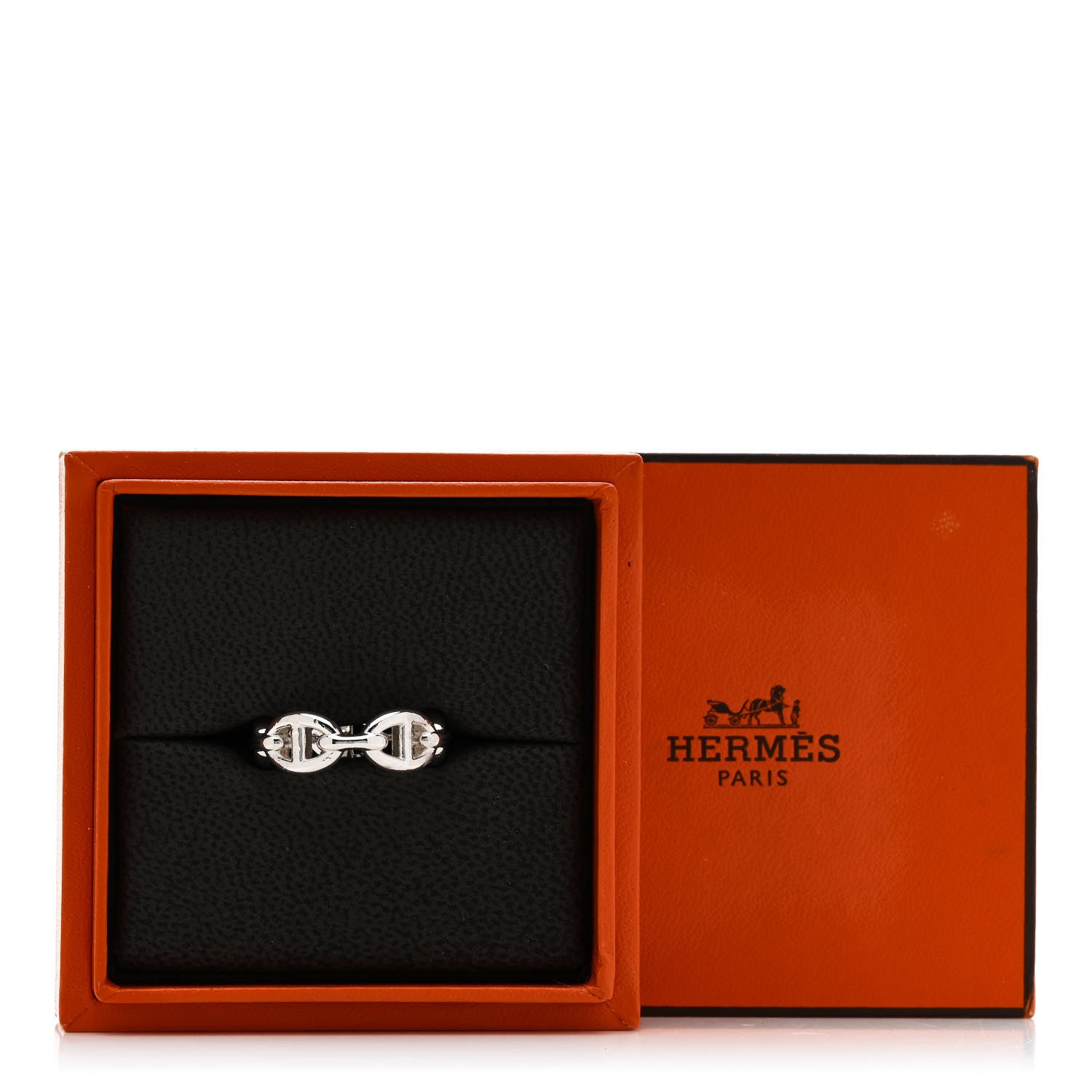 Hermes Sterling Silver PM Chaine d'Ancre Enchainee Band Ring 54 6.75 3 of 9