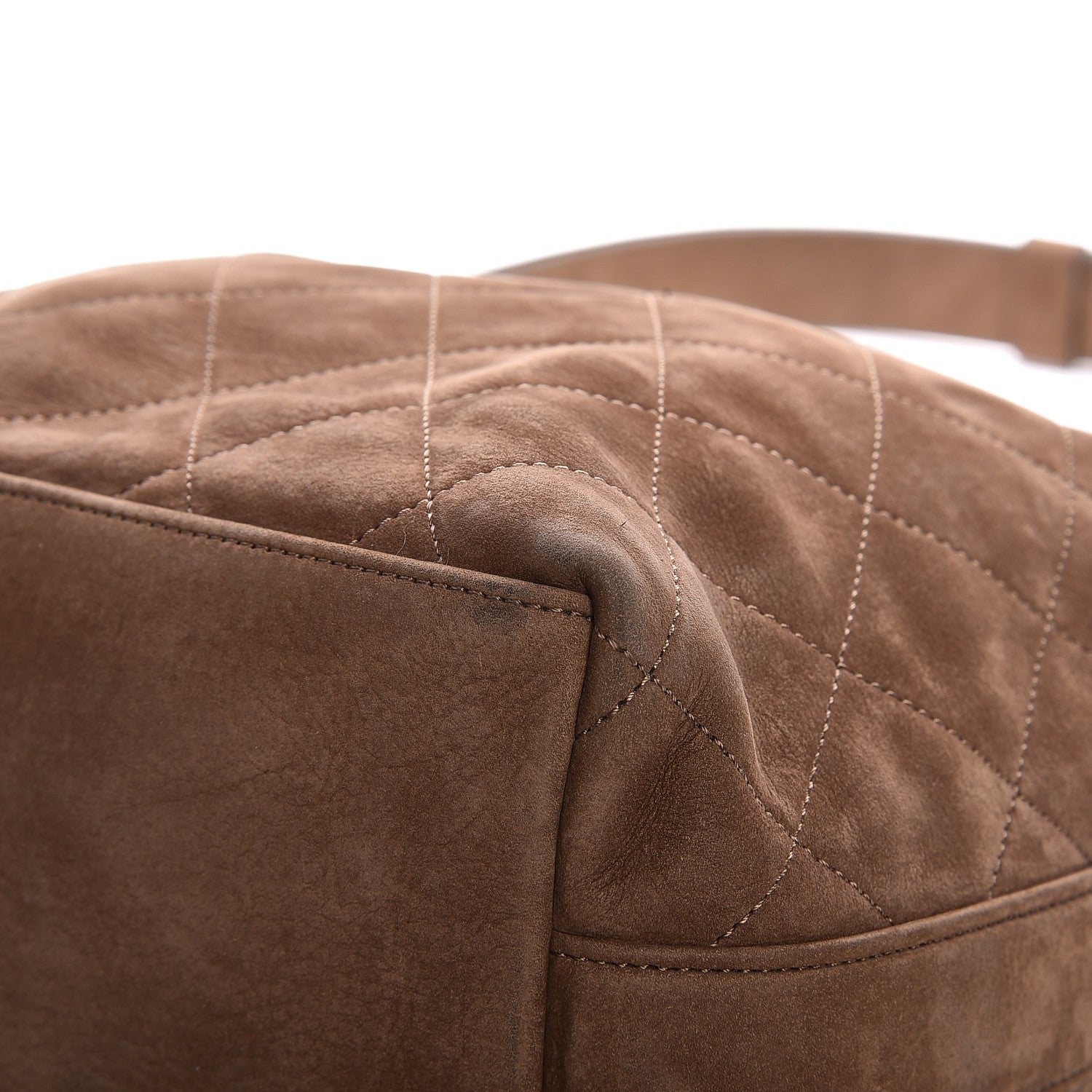 Chanel Suede Calfskin Small On My Shoulder Drawstring Bag Brown 10 of 13