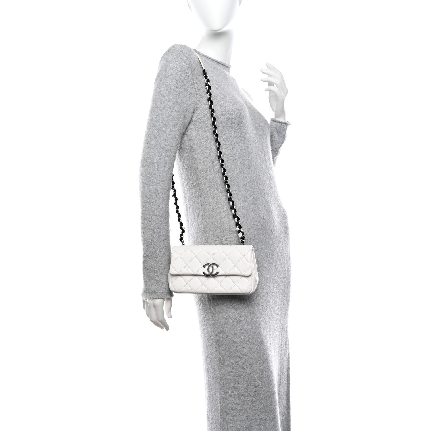 Chanel Caviar Quilted My Everything Small Flap White Black 2 of 12