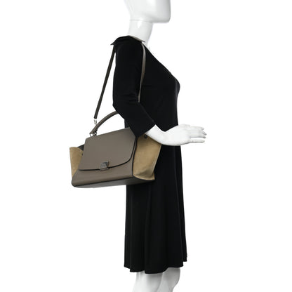 Celine Drummed Calfskin Suede Small Trapeze Souris 2 of 10