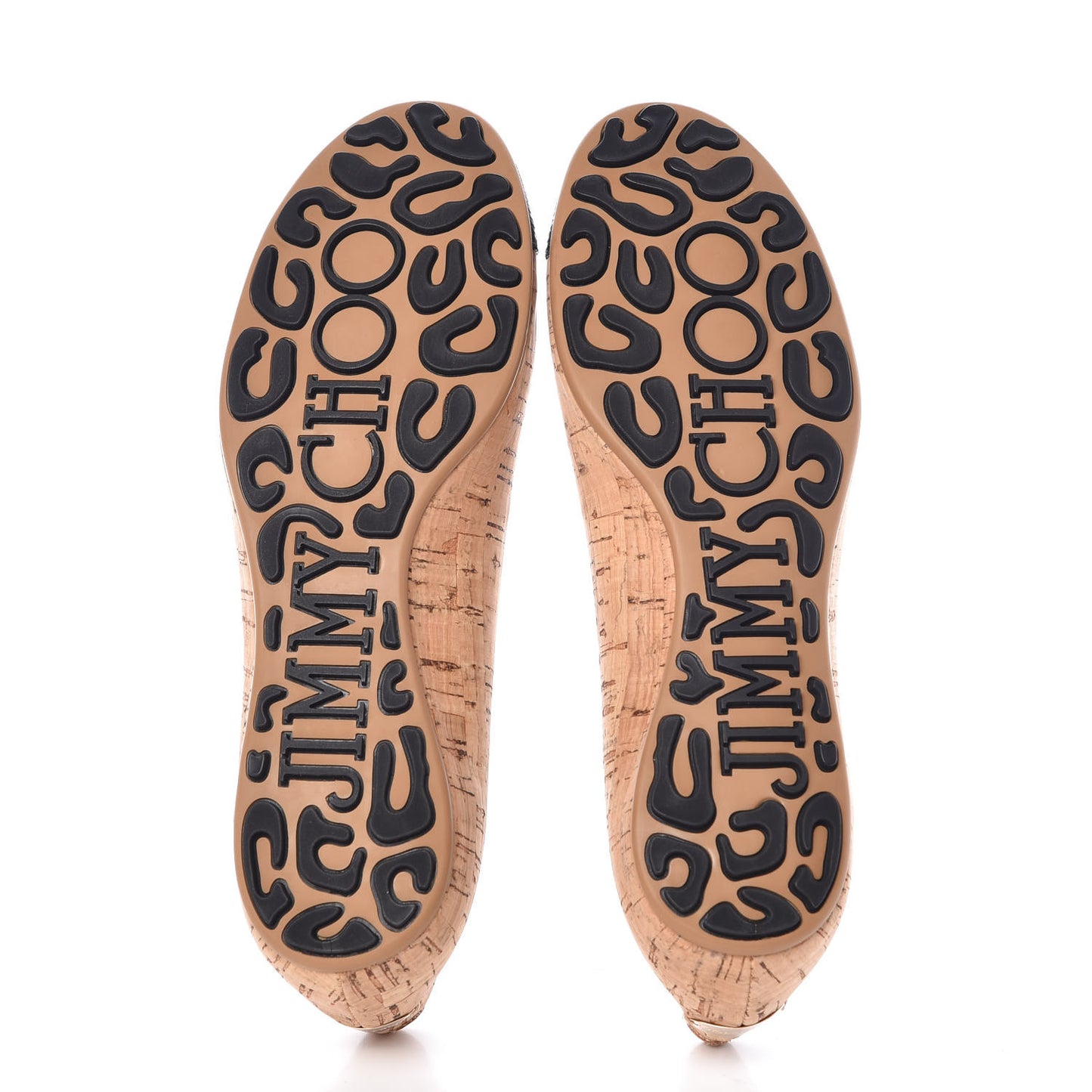 Cork Embossed Cap Toe Whirl Ballet Flats 36.5 Natural Black