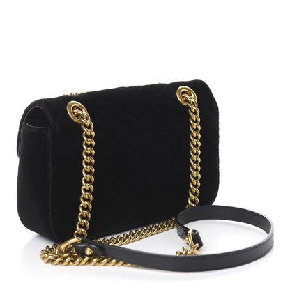 Gucci Velvet Matelasse Mini GG Marmont Shoulder Bag Black 3 of 14