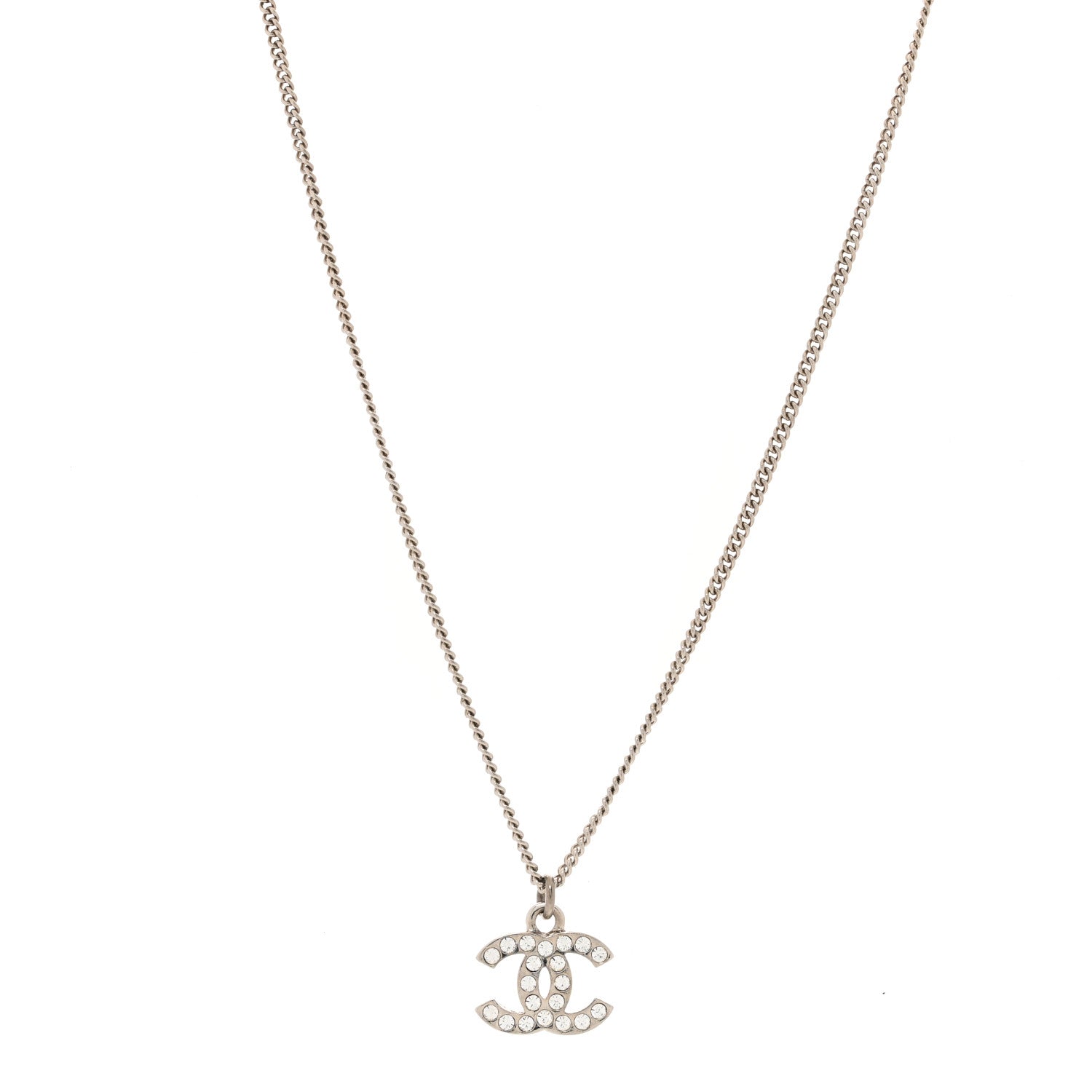 Chanel Crystal Timeless CC Necklace Silver 1 of 5
