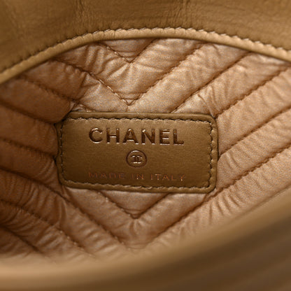 Chanel Aged Calfskin Chevron Boy Cosmetic Pouch Beige 6 of 10