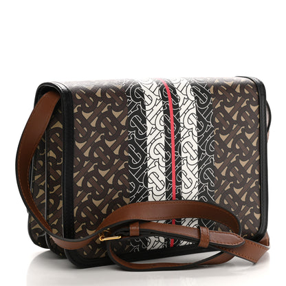 Burberry E-Canvas Monogram Stripe Medium TB Bag Bridle Brown 3 of 9