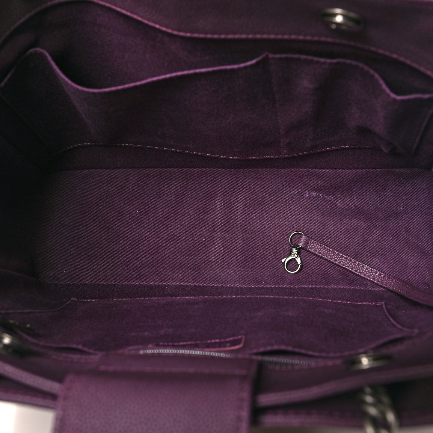 Washed Caviar Quilted Turn Around Ligne Tote Dark Purple