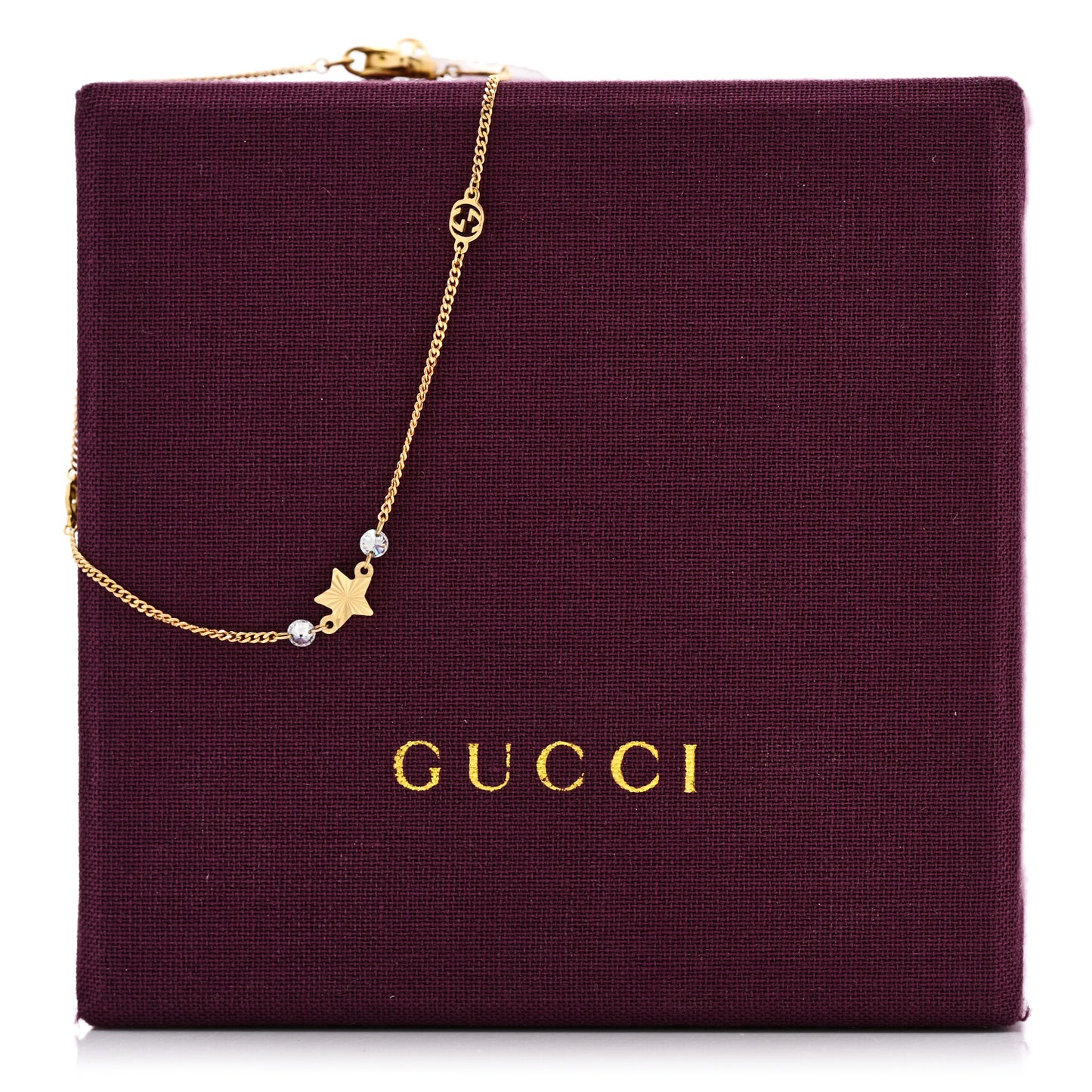 18K Yellow Gold Diamond Star GG Station Bracelet