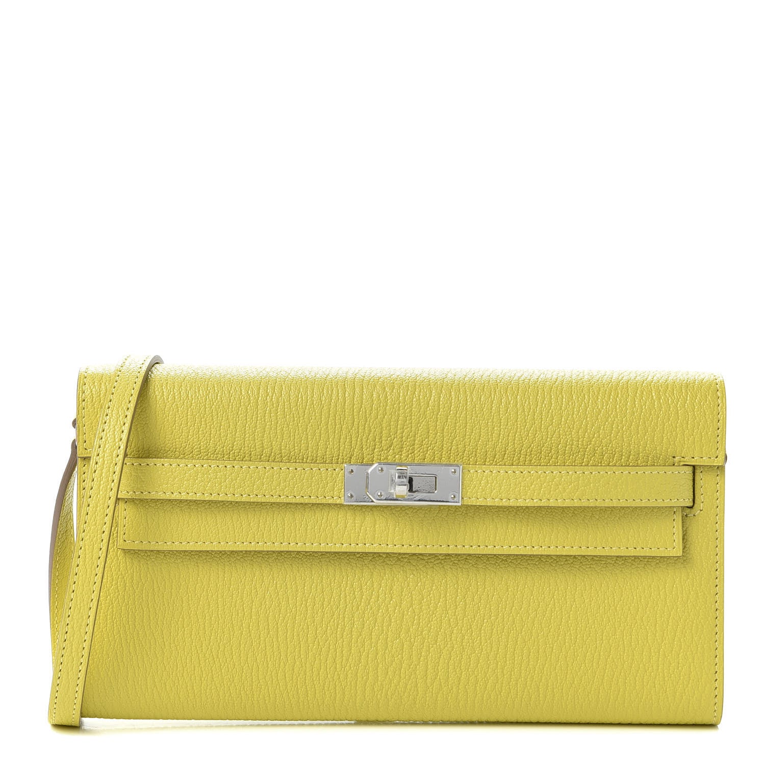 Hermes Chevre Mysore Kelly Wallet To Go Lime 1 of 10