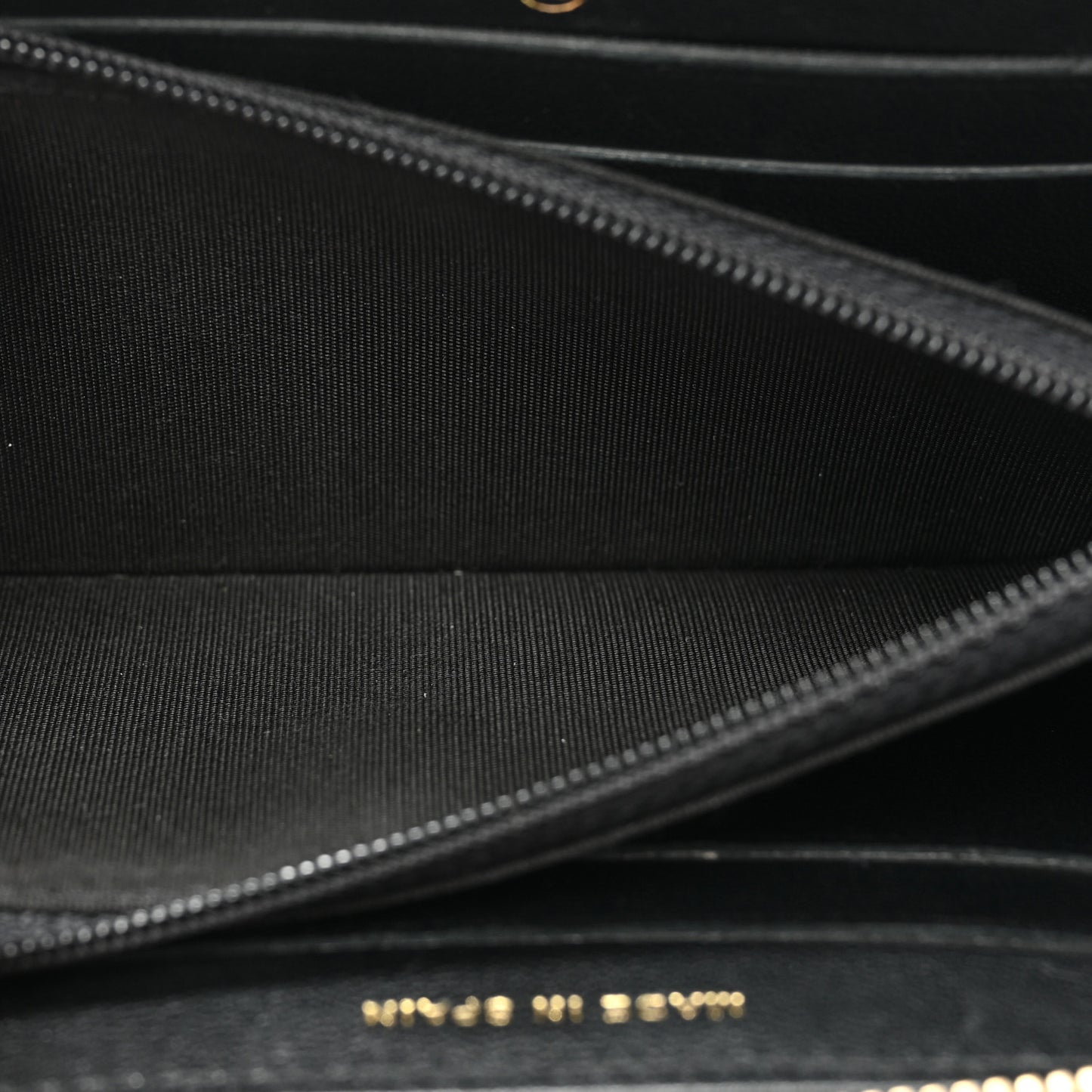 Sheepskin Quilted Mademoiselle Vintage Zip Around Wallet Black