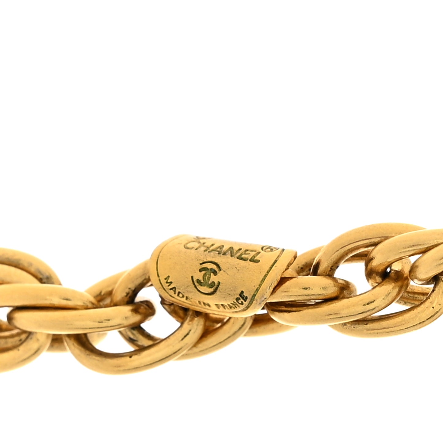 Crystal Chain Link CC Choker Necklace Gold
