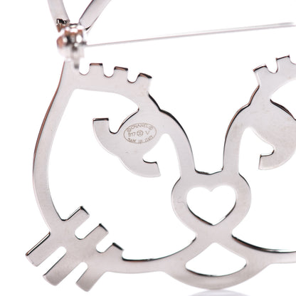 Chanel Strass Crystal Emoji Choupette Cat Brooch Silver 4 of 5