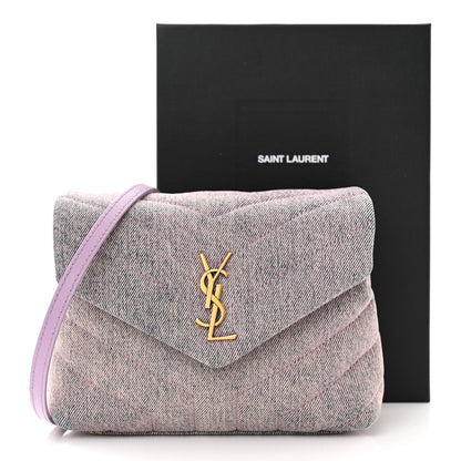 Saint Laurent Denim Y Quilted Monogram Toy Loulou Crossbody Bag Bleached Lilac 11 of 11