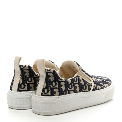 Christian Dior Canvas Oblique Embroidered Womens Solar Slip On Sneakers 38.5 Deep Blue 4 of 8