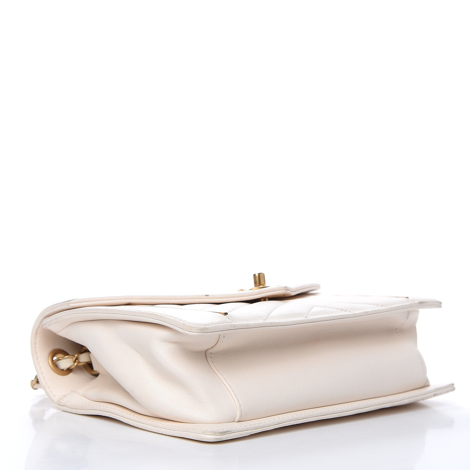 Chanel Lambskin Reversed Chevron Quilted Flap White 4 of 15