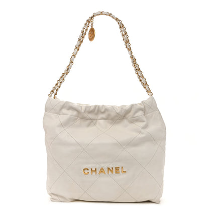 Chanel Shiny Calfskin Quilted Small Chanel 22 White 3 of 11