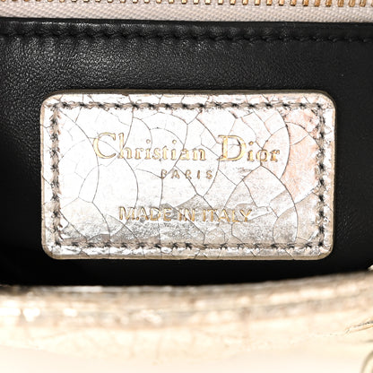 Christian Dior Metallic Crinkled Lambskin Cannage Mini Lady Dior Silver 6 of 10